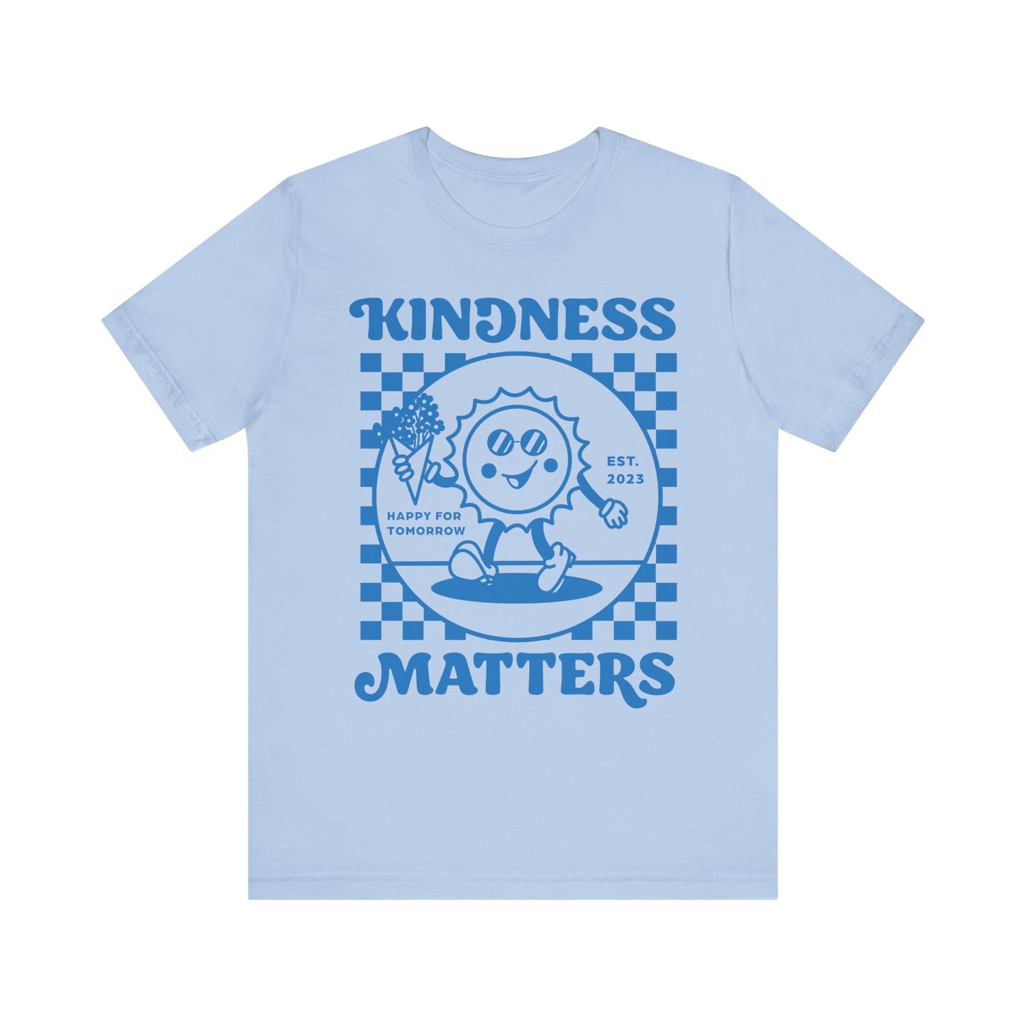 Kindness Matters Blue Graphic Tee, Unisex Short Sleeve Shirt, Positive Message T-Shirt, Gifts for Friends, Casual Everyday Wear
