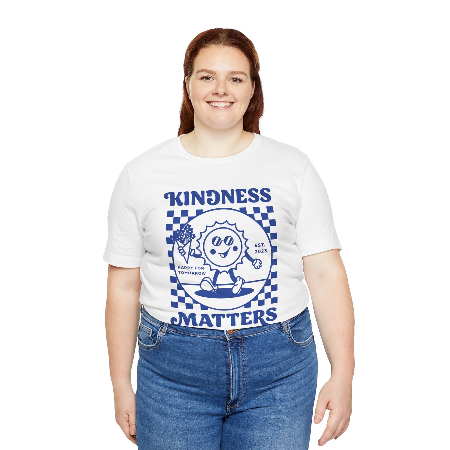 Kindness Matters White Tee with Blue Design, Positive Vibes Shirt, Gift for Friends, Casual Wear, Everyday Tee, Summer Outfit