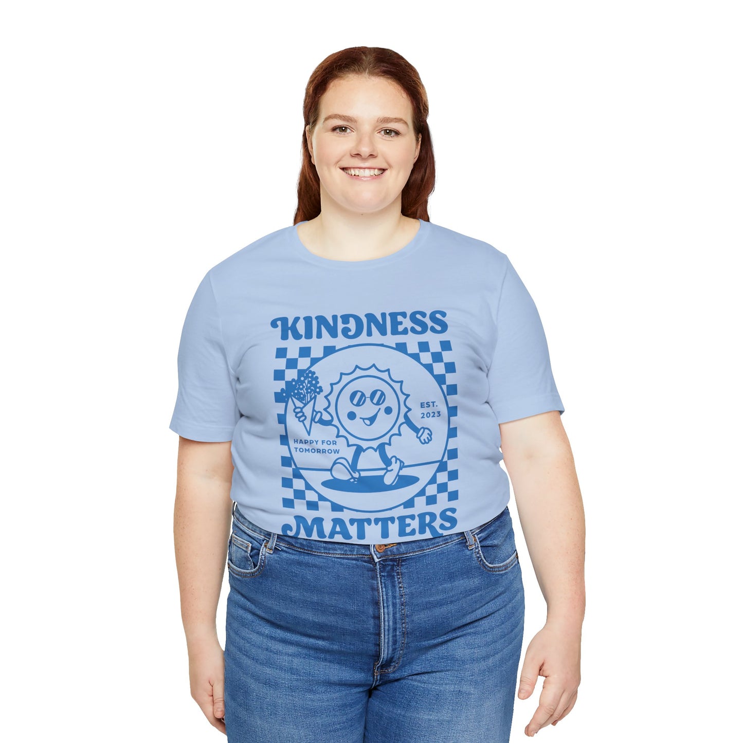 Kindness Matters Blue Graphic Tee, Unisex Short Sleeve Shirt, Positive Message T-Shirt, Gifts for Friends, Casual Everyday Wear