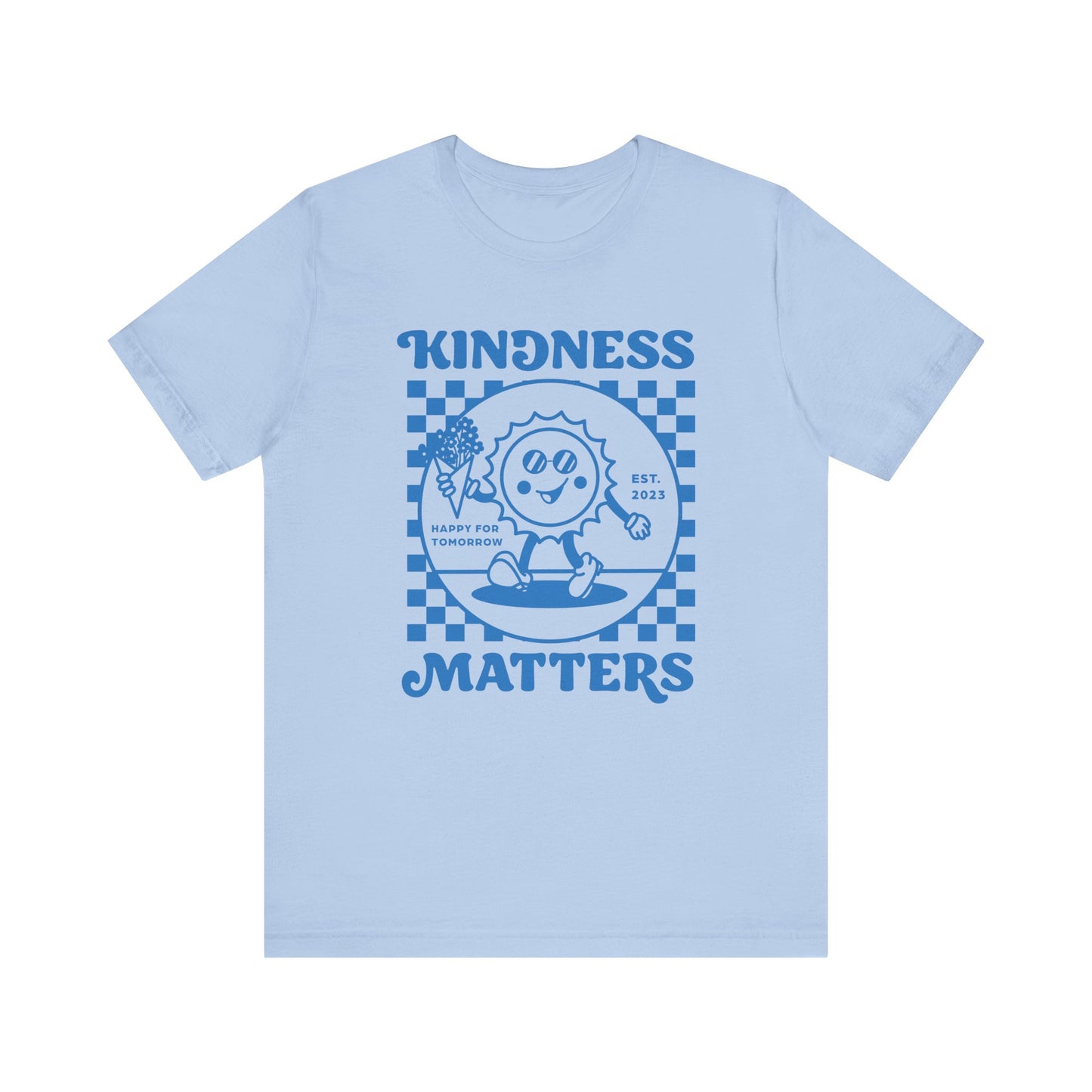Kindness Matters Blue Graphic Tee, Unisex Short Sleeve Shirt, Positive Message T-Shirt, Gifts for Friends, Casual Everyday Wear