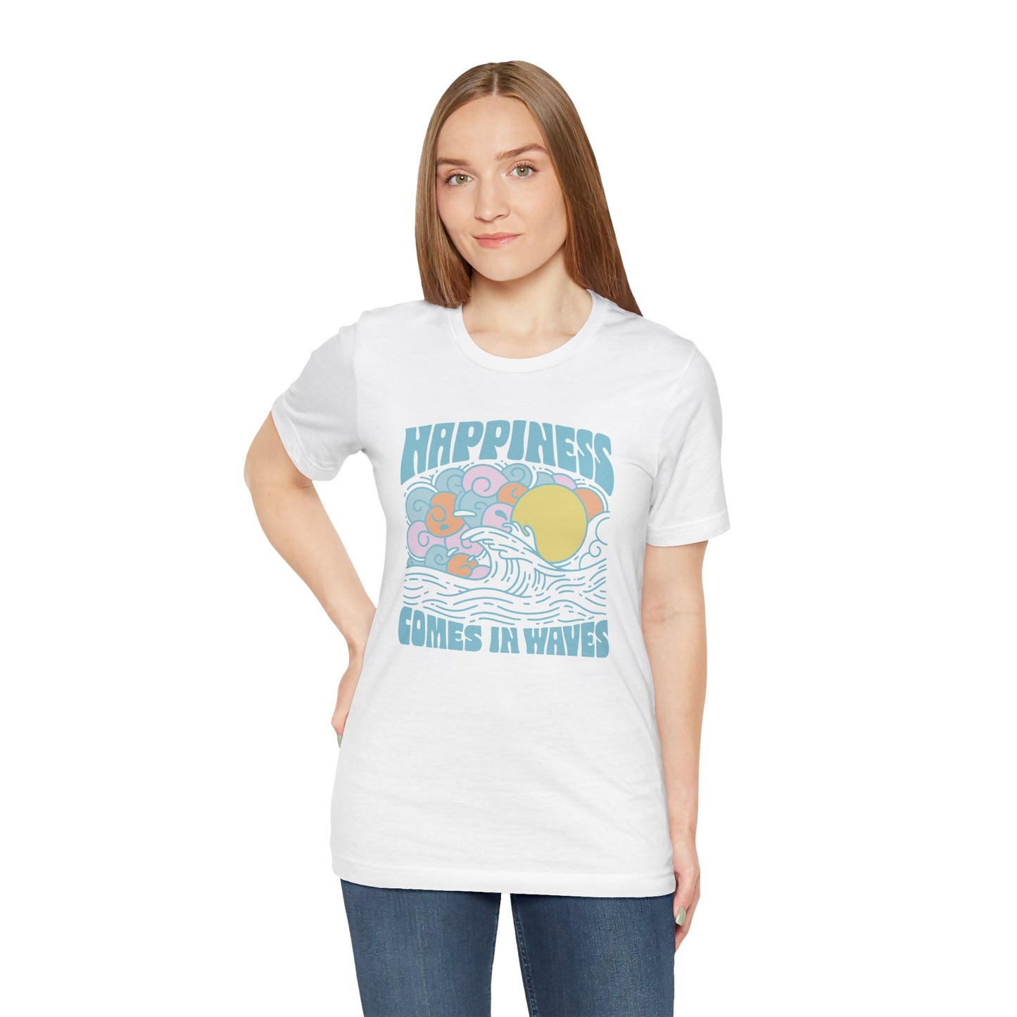 Sunshine Waves Graphic Tee | Happy Vibes T-Shirt, Summer Wear, Beach Shirt, Gift for Beach Lovers, Casual Wear