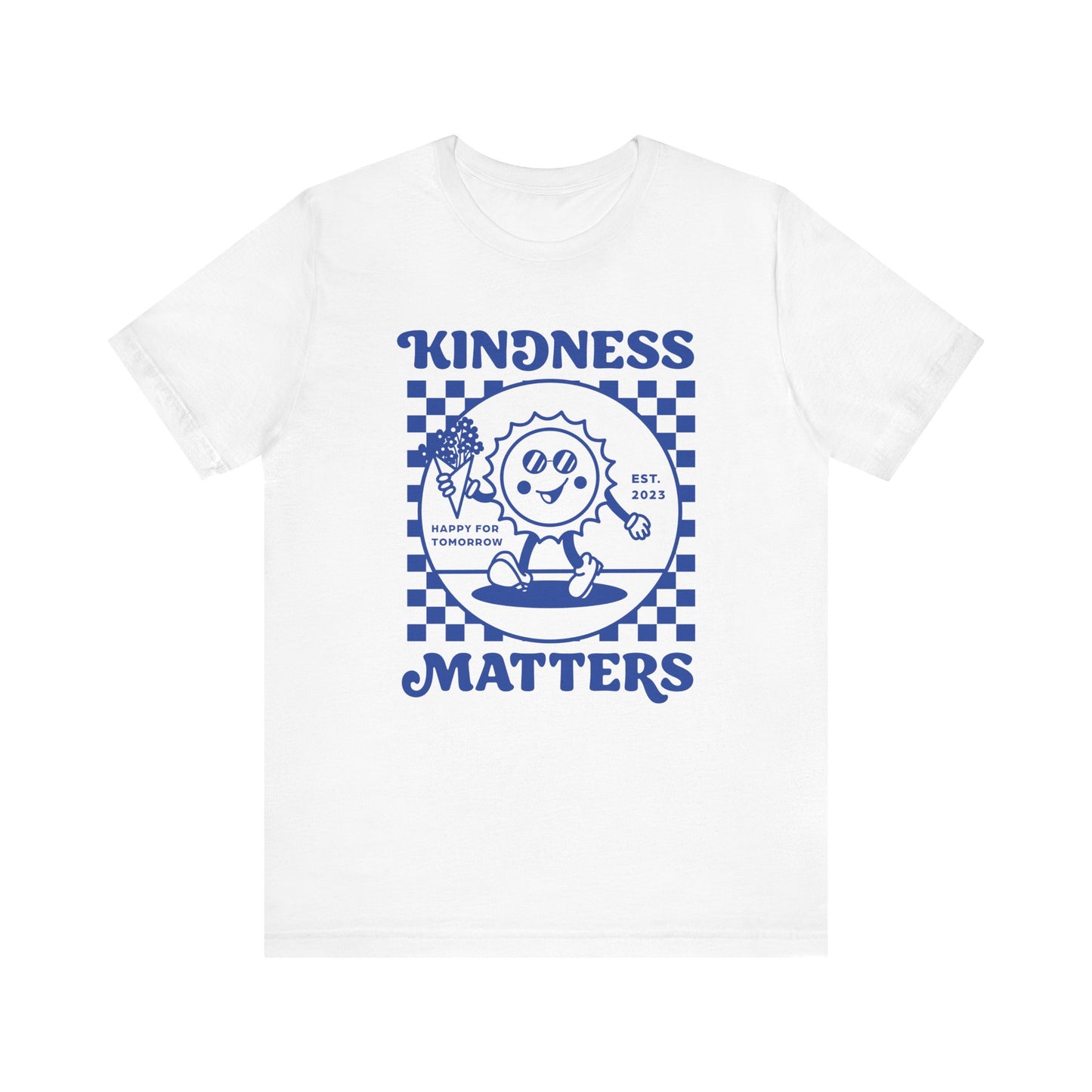Kindness Matters White Tee with Blue Design, Positive Vibes Shirt, Gift for Friends, Casual Wear, Everyday Tee, Summer Outfit