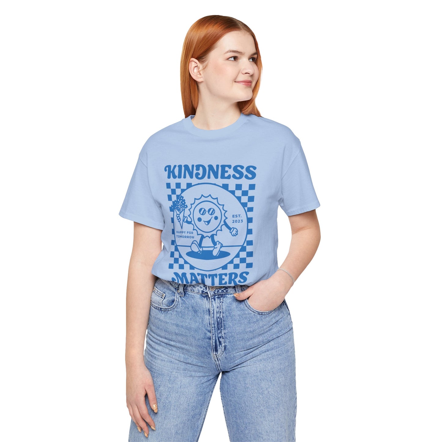 Kindness Matters Blue Graphic Tee, Unisex Short Sleeve Shirt, Positive Message T-Shirt, Gifts for Friends, Casual Everyday Wear