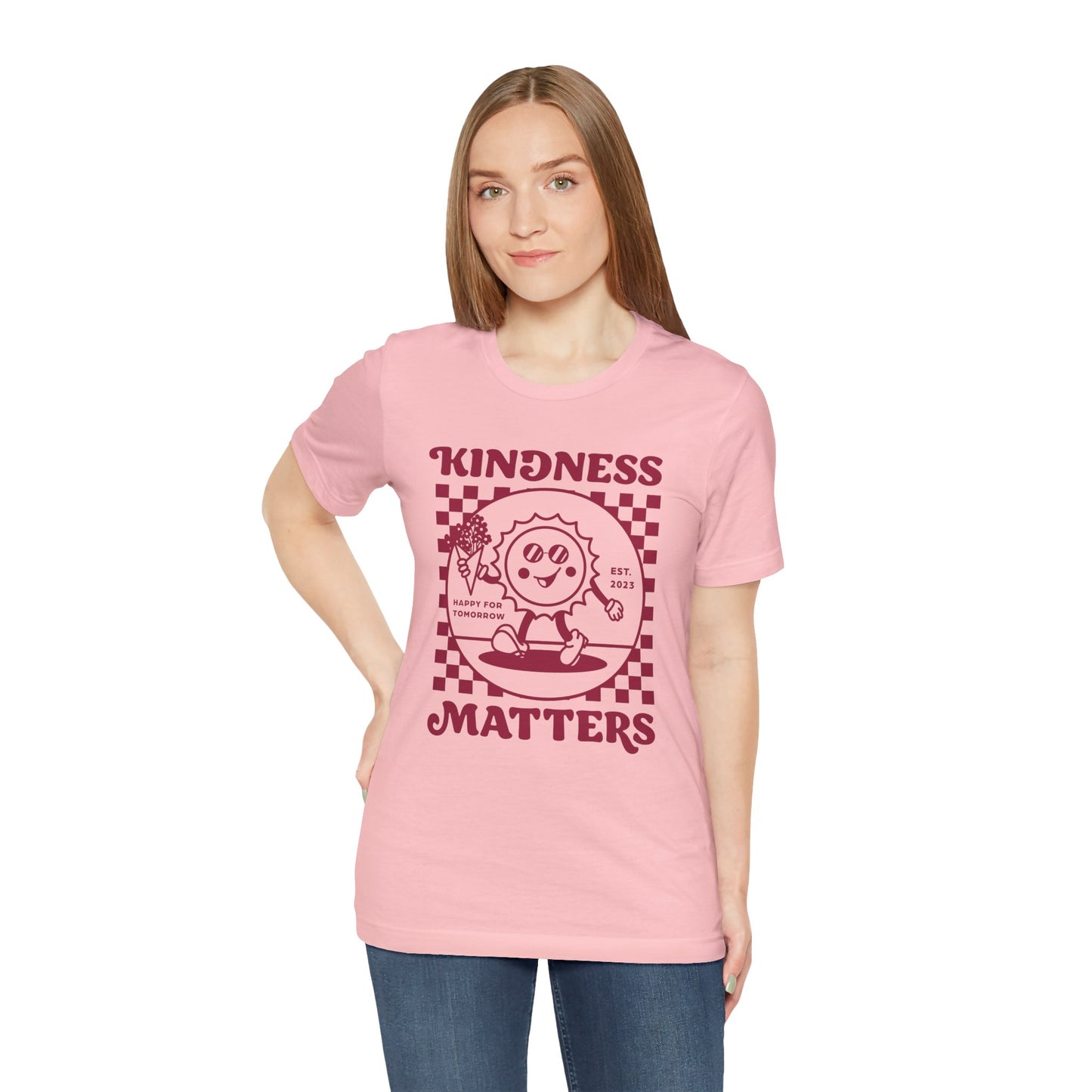 Kindness Matters Unisex Tee - Soft Pink Graphic T-Shirt for Positivity Lovers, Casual Wear, Gift, Everyday Comfort, Eco-Friendly