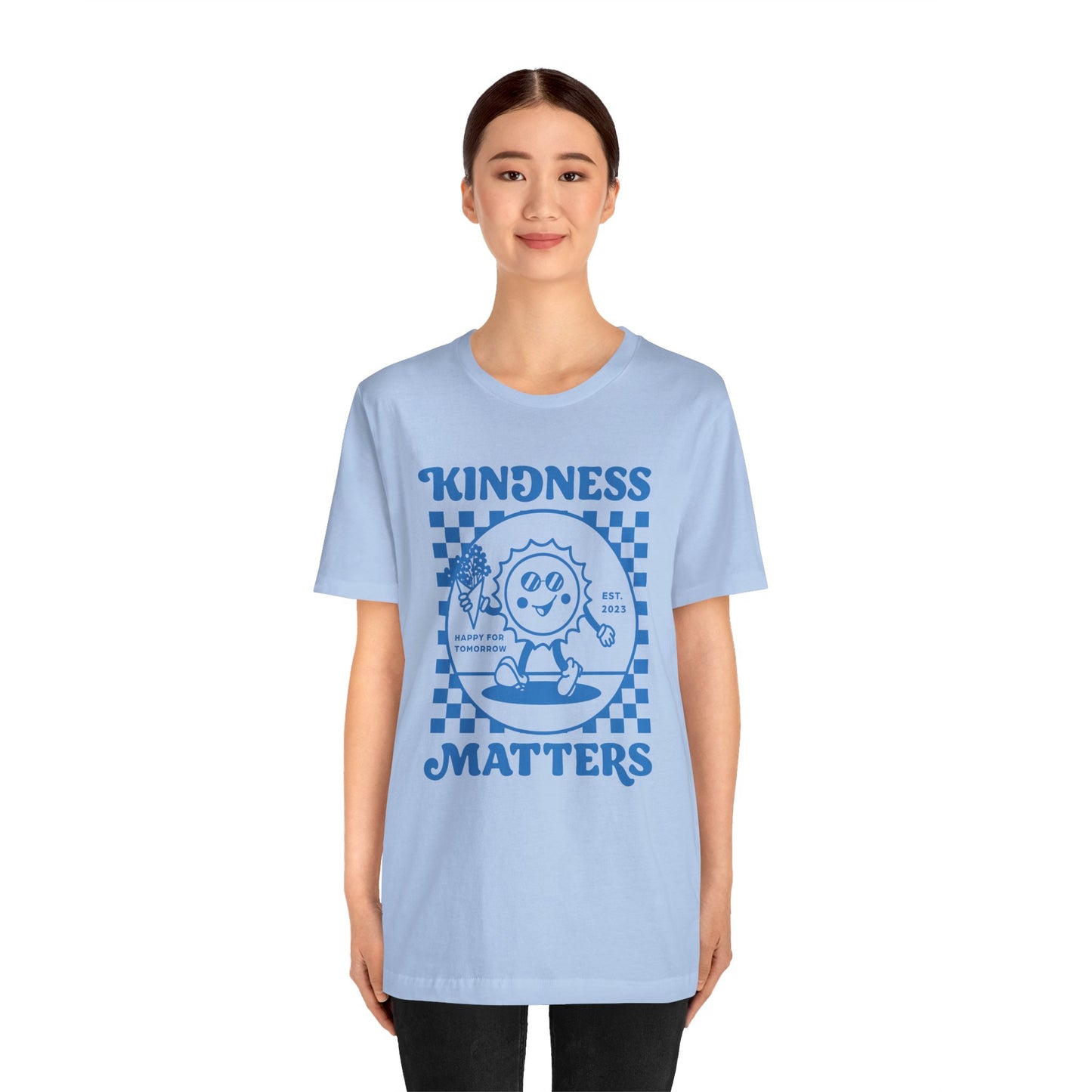 Kindness Matters Blue Graphic Tee, Unisex Short Sleeve Shirt, Positive Message T-Shirt, Gifts for Friends, Casual Everyday Wear