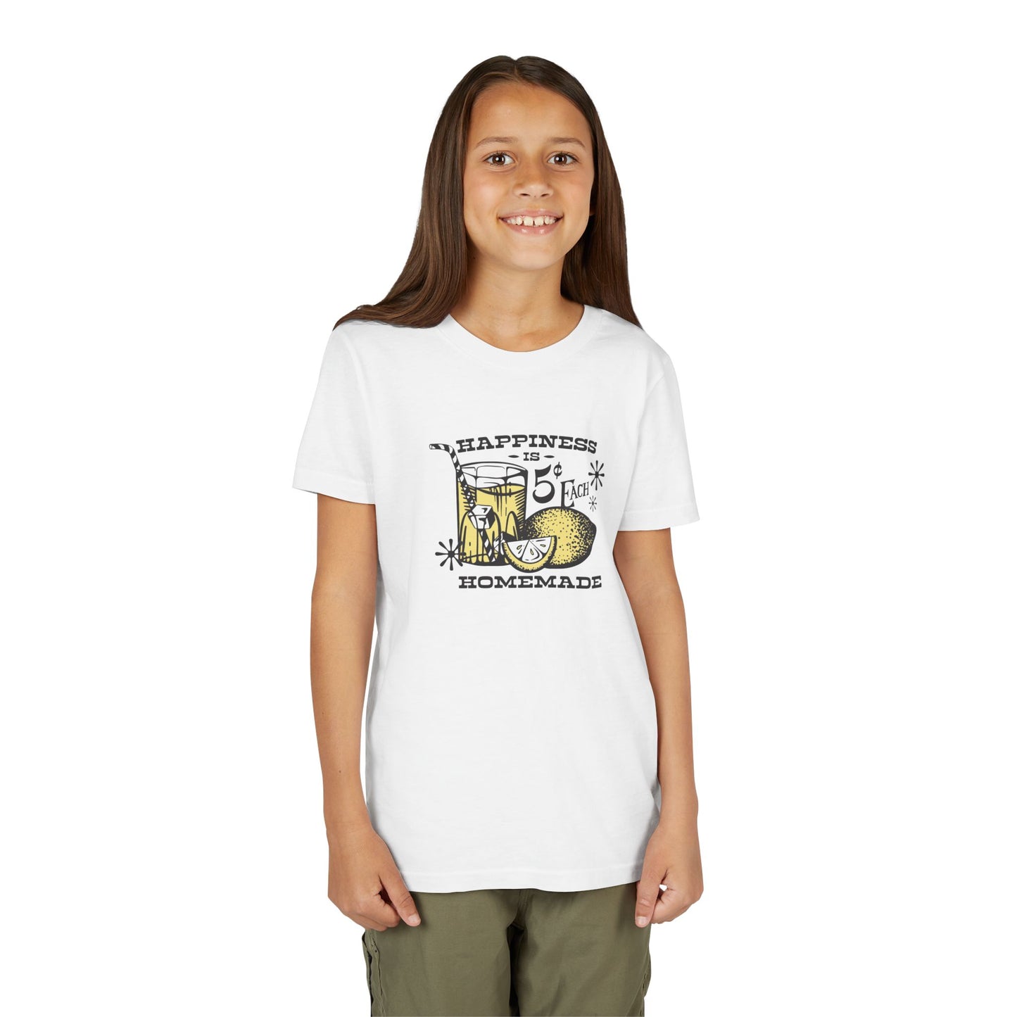 Homemade Happiness Youth Tee, Kid's Summer Shirt, Lemonade Graphic Tee, Birthday Gift for Kids, Fun Summer Apparel