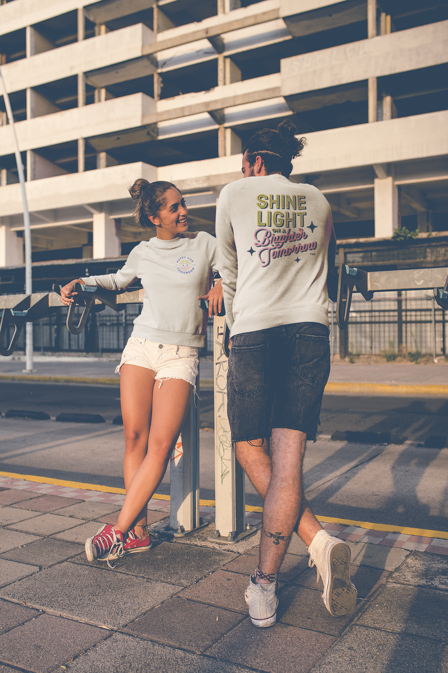 Shine Light on a Brighter Tomorrow Beige Crewneck Sweatshirt