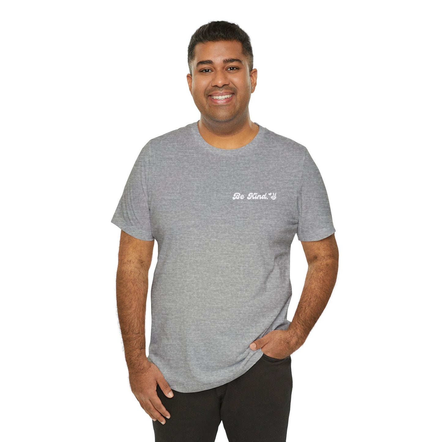 Be Kind Graphic Unisex Tee, Peace Sign Heart Hippie Retro Shirt, Positive Vibes T-Shirt, Love Peaceful Top, Kindness Quote Tee