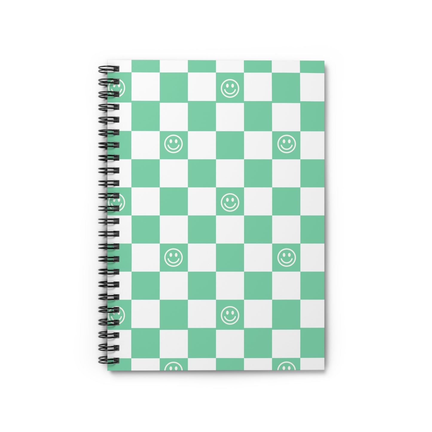 Green Checkered Smiley Face Spiral Notebook - Fun and Functional Journal for Positivity, Notes, and Organization
