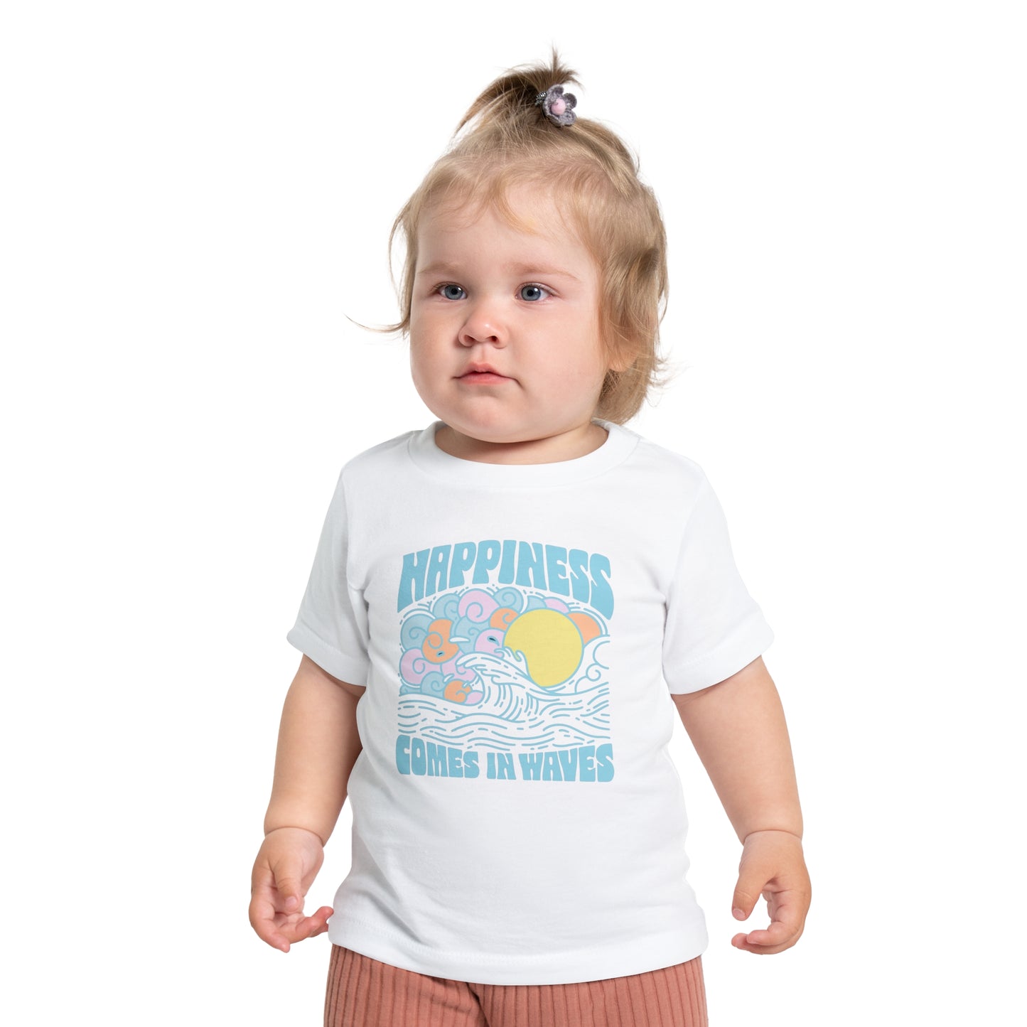 Sunny Vibes Baby T-Shirt, Cute Kids Tee, Happiness Comes in Waves, Summer Outfit, Toddler Gift, Beachwear, Gift for Kids