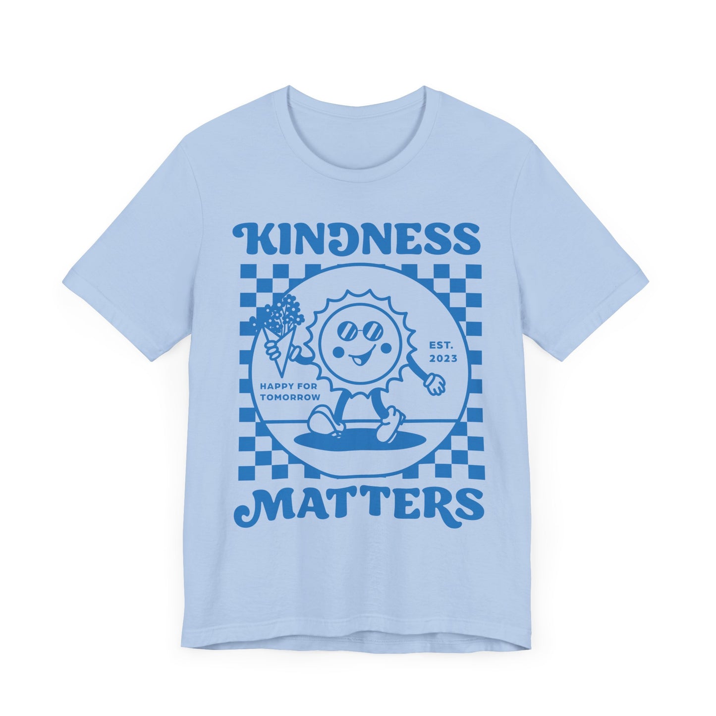 Kindness Matters Blue Graphic Tee, Unisex Short Sleeve Shirt, Positive Message T-Shirt, Gifts for Friends, Casual Everyday Wear