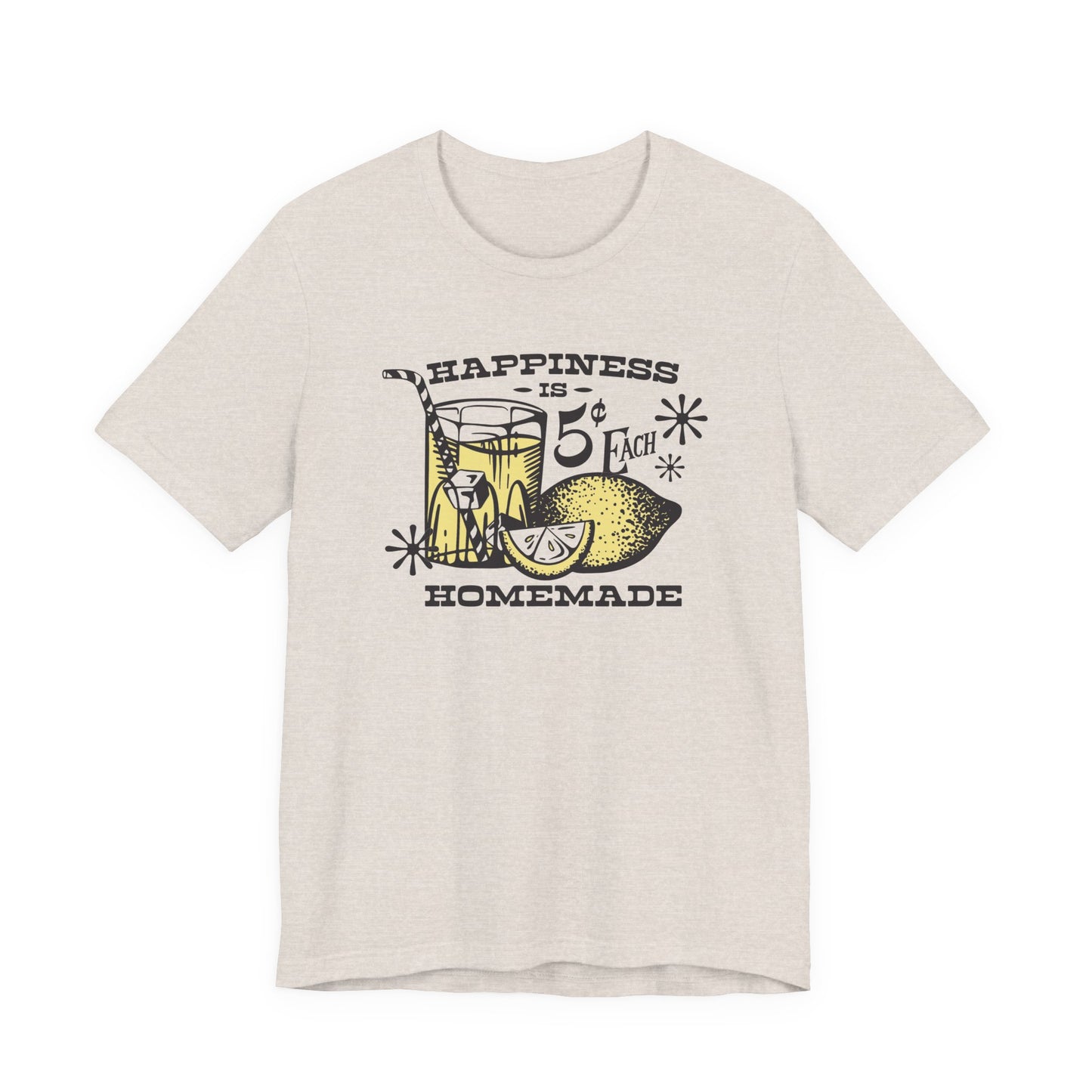 Homemade Lemonade T-Shirt, Happiness Tee, Vintage Dust Beige, Unisex, Lemonade Stand Vibes, Soft Cotton Shirt, Short Sleeve, Uplifting &