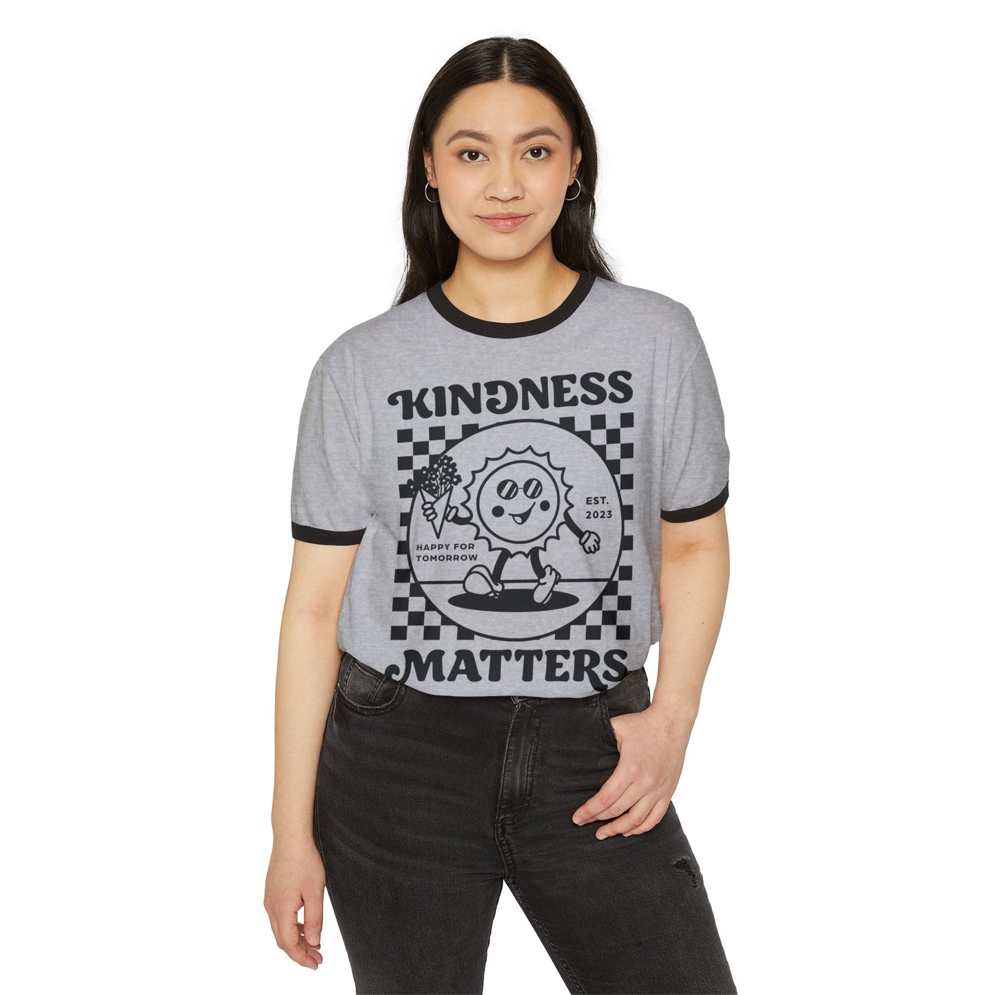 Kindness Matters Unisex Ringer T-Shirt, Casual Graphic Tee, Gift for Friends, Positive Vibes Apparel, Everyday Wear
