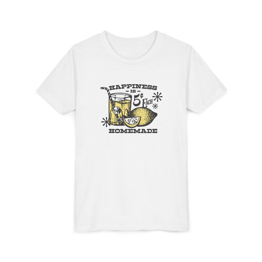 Homemade Happiness Youth Tee, Kid's Summer Shirt, Lemonade Graphic Tee, Birthday Gift for Kids, Fun Summer Apparel