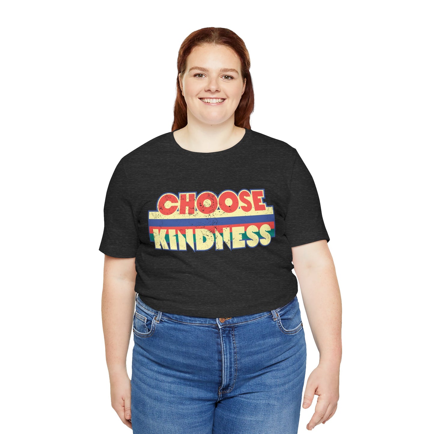 Choose Kindness Vintage Tee - Retro Graphic Design on Dark Heather Grey T-Shirt Perfect for Spreading Positivity in Style