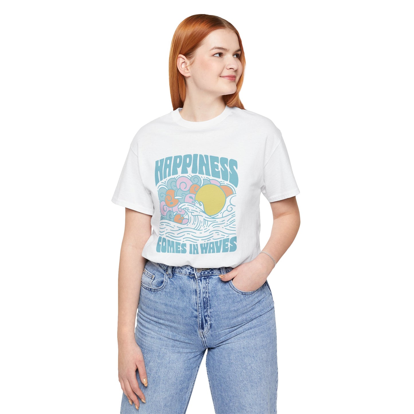 Sunshine Waves Graphic Tee | Happy Vibes T-Shirt, Summer Wear, Beach Shirt, Gift for Beach Lovers, Casual Wear