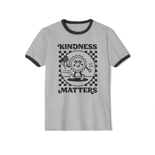 Kindness Matters Unisex Ringer T-Shirt, Casual Graphic Tee, Gift for Friends, Positive Vibes Apparel, Everyday Wear