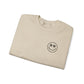You Are Doing Great Sand Crewneck Sweatshirt with Smiley Face and "Happy for Tomorrow," Retro Hippie Design