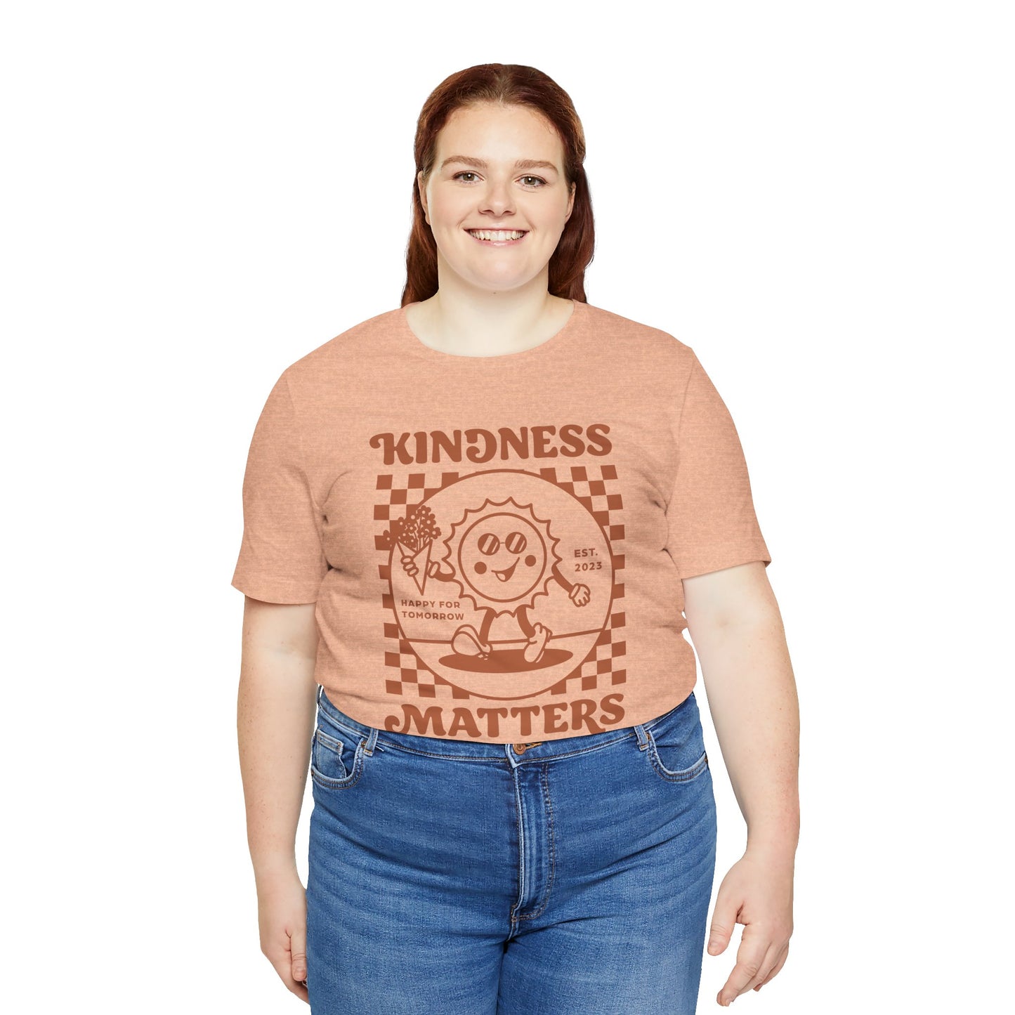 Kindness Matters Peach Short Sleeve Tee - Unisex, Casual Wear, Gift, Summer, Kindness Theme, Positive Vibes, Trendy Fashion