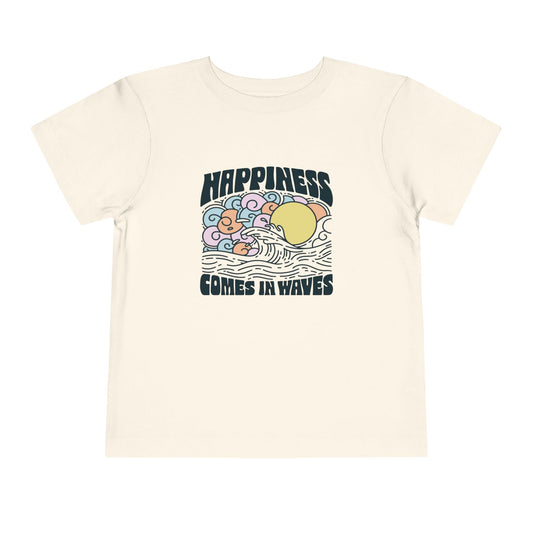 Toddler Happiness Waves Tee | Kids Summer Shirt, Beach Wear, Playtime Outfit, Gift for Toddlers, Fun Graphic Tee