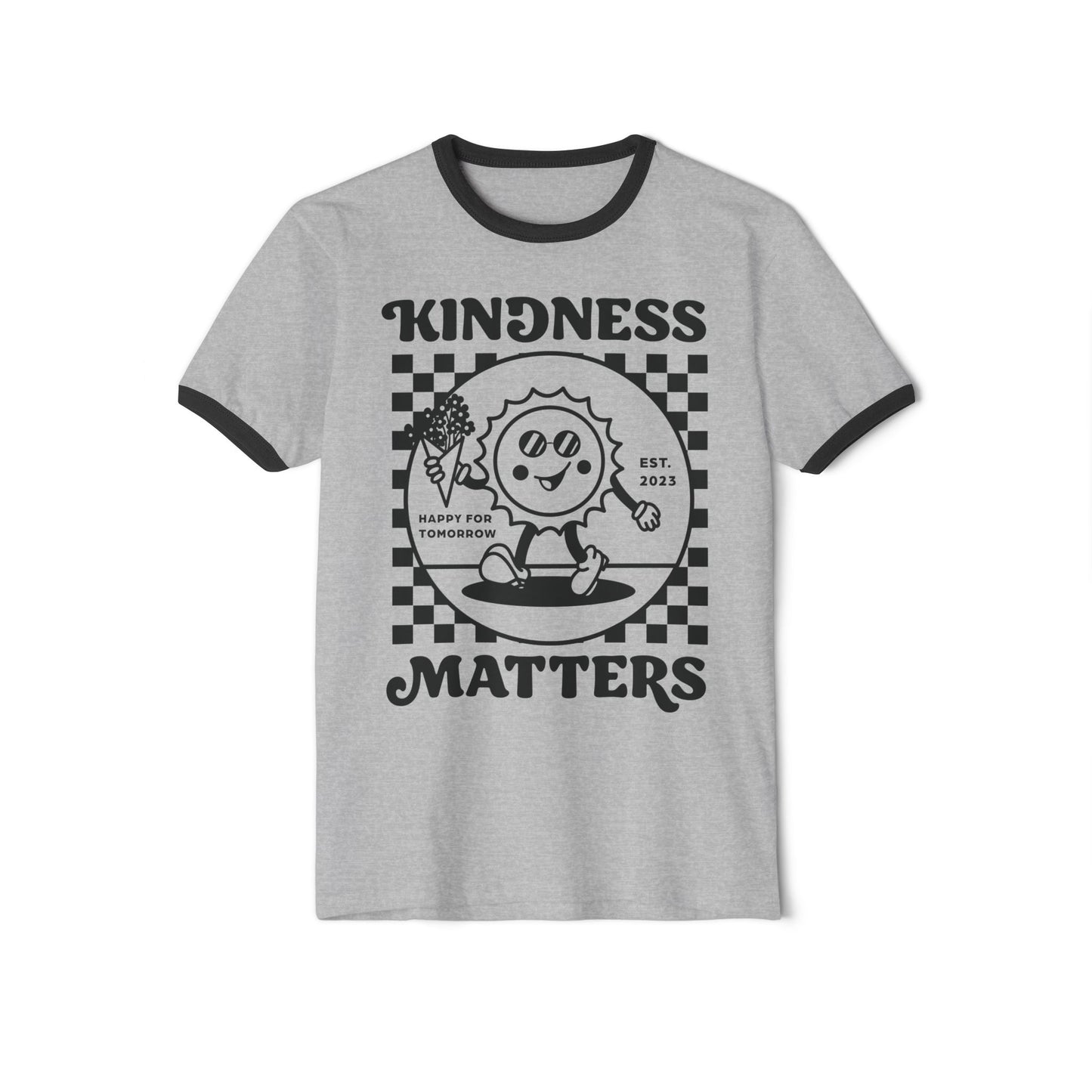 Kindness Matters Unisex Ringer T-Shirt, Casual Graphic Tee, Gift for Friends, Positive Vibes Apparel, Everyday Wear
