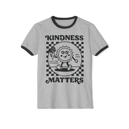 Kindness Matters Unisex Ringer T-Shirt, Casual Graphic Tee, Gift for Friends, Positive Vibes Apparel, Everyday Wear