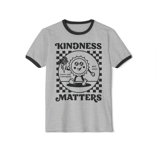 Kindness Matters Unisex Ringer T-Shirt, Casual Graphic Tee, Gift for Friends, Positive Vibes Apparel, Everyday Wear