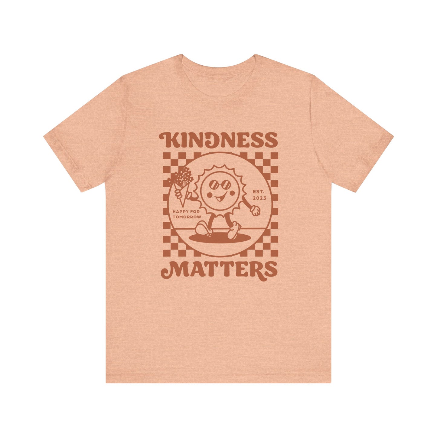 Kindness Matters Peach Short Sleeve Tee - Unisex, Casual Wear, Gift, Summer, Kindness Theme, Positive Vibes, Trendy Fashion