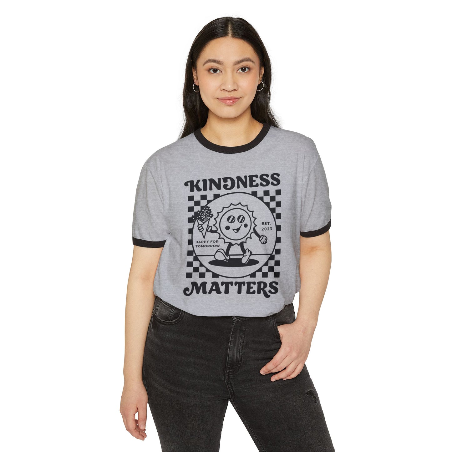 Kindness Matters Unisex Ringer T-Shirt, Casual Graphic Tee, Gift for Friends, Positive Vibes Apparel, Everyday Wear