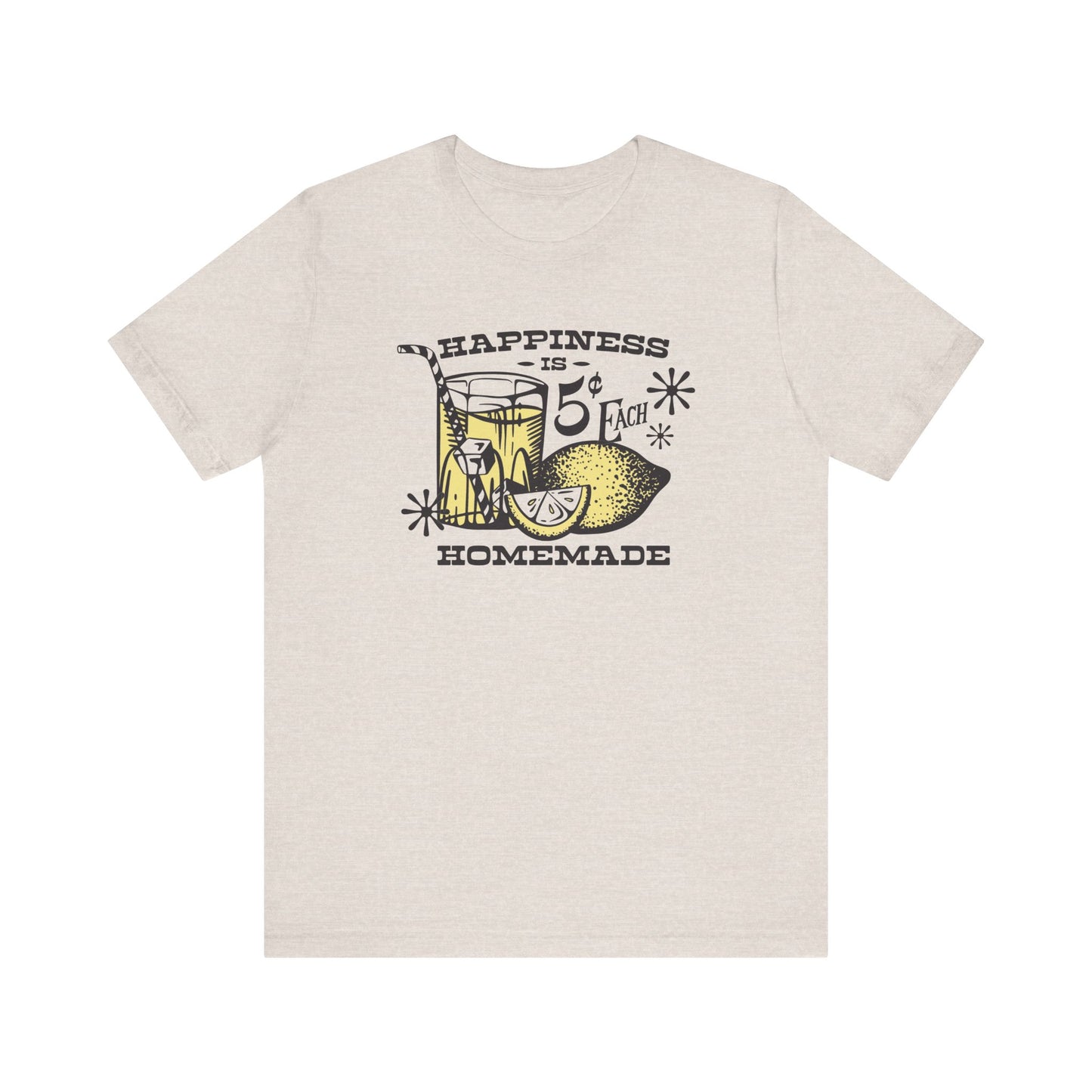Homemade Lemonade T-Shirt, Happiness Tee, Vintage Dust Beige, Unisex, Lemonade Stand Vibes, Soft Cotton Shirt, Short Sleeve, Uplifting &