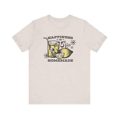 Homemade Lemonade T-Shirt, Happiness Tee, Vintage Dust Beige, Unisex, Lemonade Stand Vibes, Soft Cotton Shirt, Short Sleeve, Uplifting &