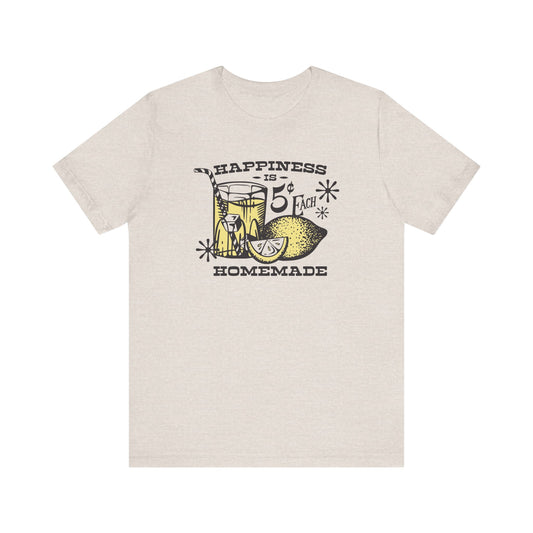 Homemade Lemonade T-Shirt, Happiness Tee, Vintage Dust Beige, Unisex, Lemonade Stand Vibes, Soft Cotton Shirt, Short Sleeve, Uplifting &