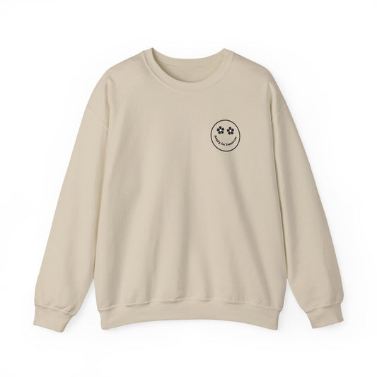 You Are Doing Great Sand Crewneck Sweatshirt with Smiley Face and "Happy for Tomorrow," Retro Hippie Design