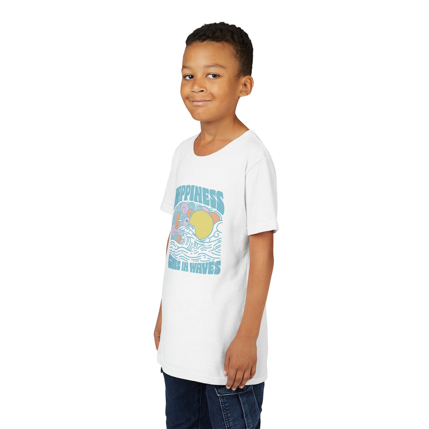 Youth Short Sleeve Tee - Happiness Comes in Waves Design, Perfect Summer Gift, Beach Day Outfit, Kids' Summer Wardrobe, Fun Gift for [...]