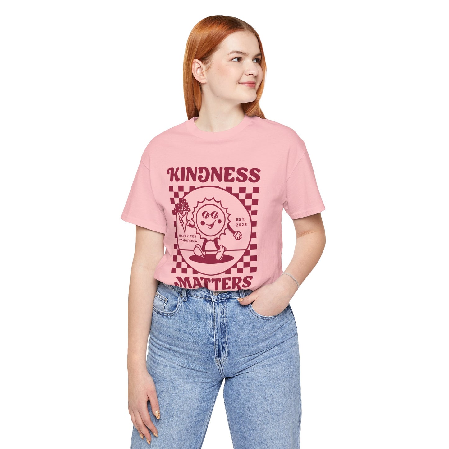Kindness Matters Unisex Tee - Soft Pink Graphic T-Shirt for Positivity Lovers, Casual Wear, Gift, Everyday Comfort, Eco-Friendly