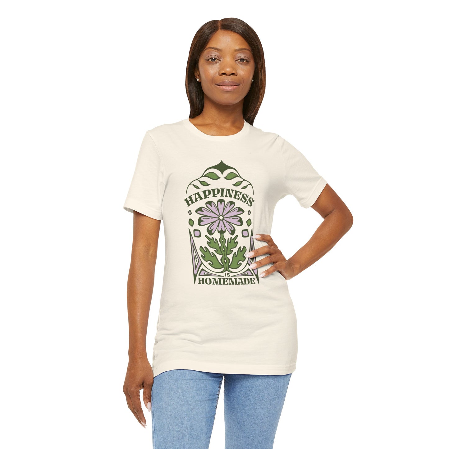 Bohemian-Inspired Happiness Tee, Positive Vibes Shirt, Gift for Food Lovers, Handmade Joy Top, Casual Everyday Wear