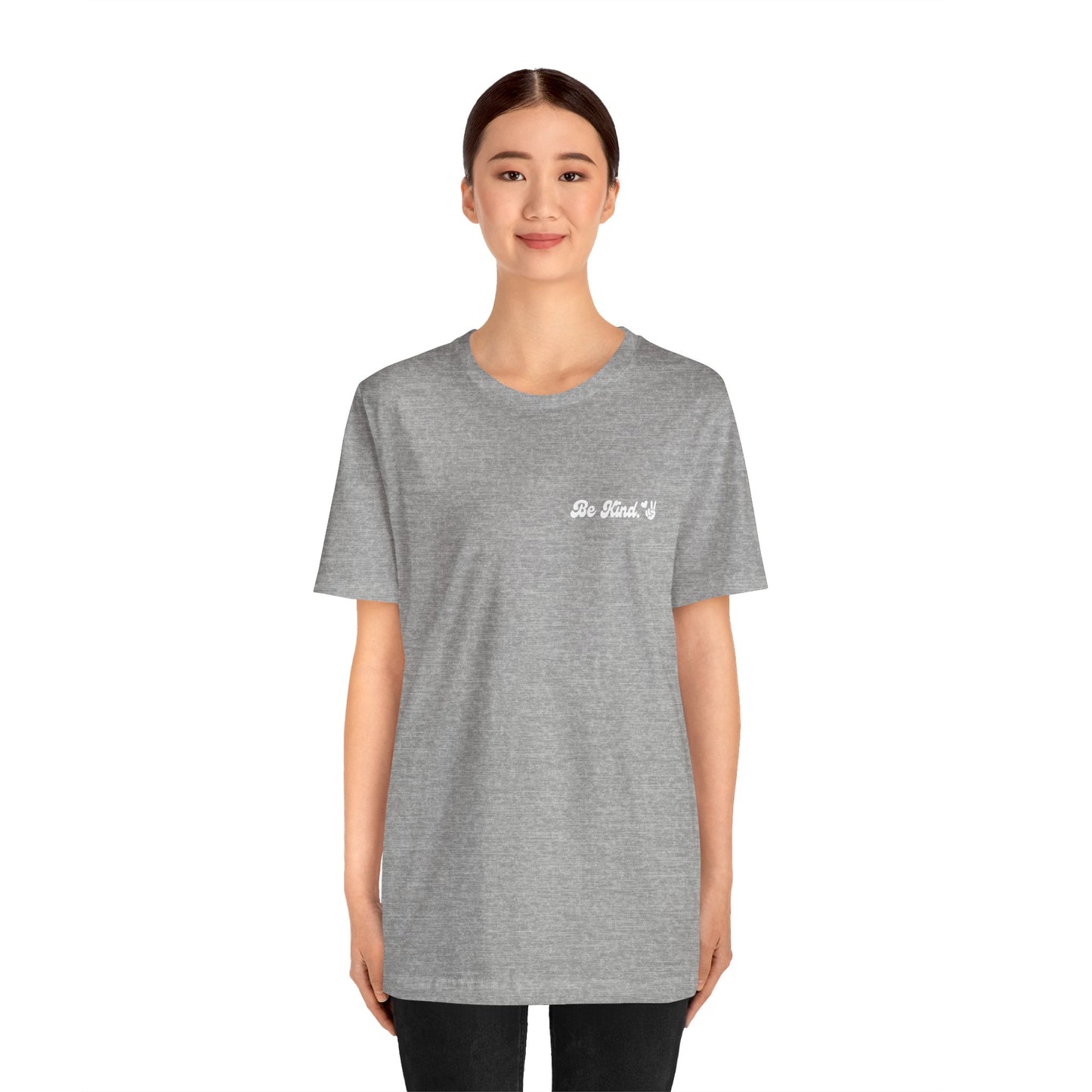 Be Kind Graphic Unisex Tee, Peace Sign Heart Hippie Retro Shirt, Positive Vibes T-Shirt, Love Peaceful Top, Kindness Quote Tee