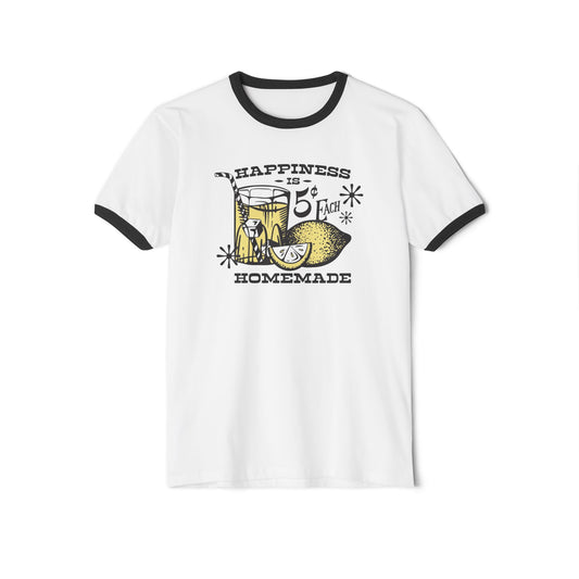 Homemade Happiness Unisex Cotton Ringer T-Shirt, Fun Funny Tee, Summer Vibes, Casual Gift, Drink Lovers Shirt