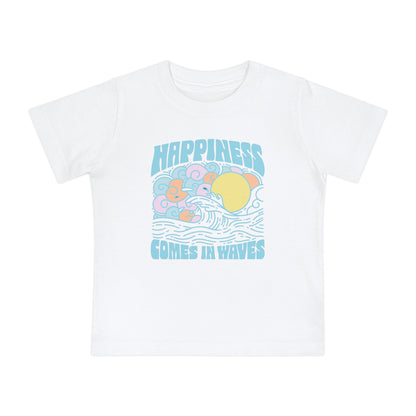 Sunny Vibes Baby T-Shirt, Cute Kids Tee, Happiness Comes in Waves, Summer Outfit, Toddler Gift, Beachwear, Gift for Kids