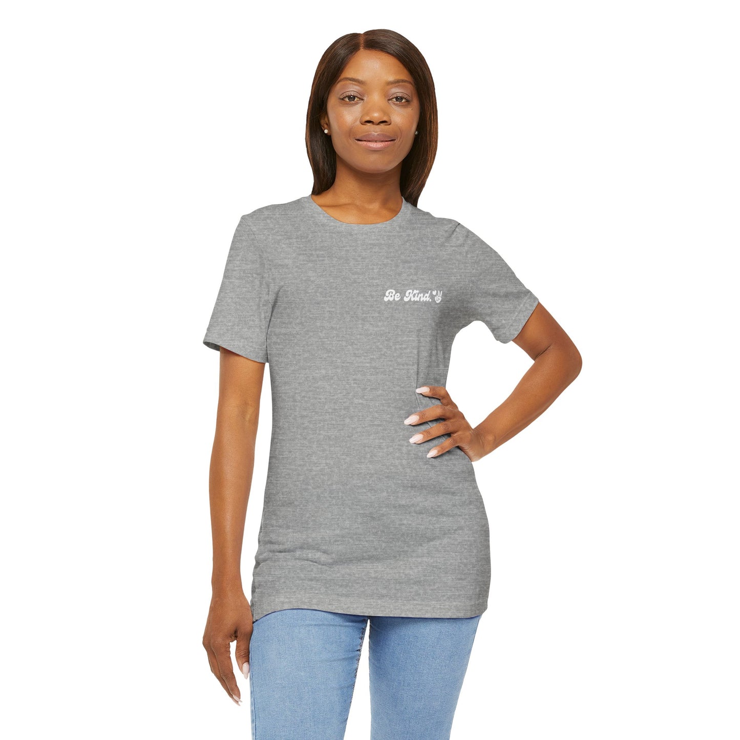 Be Kind Graphic Unisex Tee, Peace Sign Heart Hippie Retro Shirt, Positive Vibes T-Shirt, Love Peaceful Top, Kindness Quote Tee