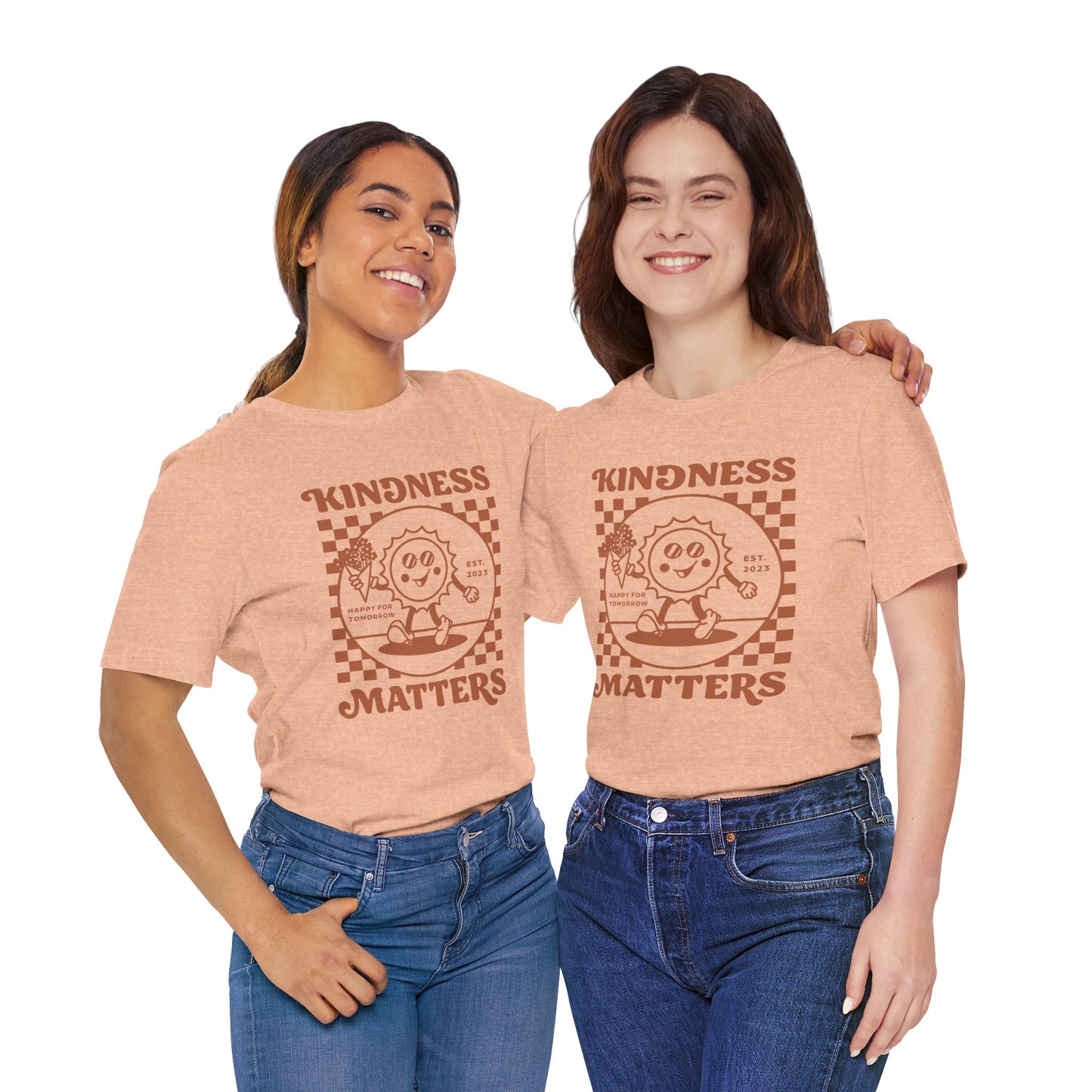Kindness Matters Peach Short Sleeve Tee - Unisex, Casual Wear, Gift, Summer, Kindness Theme, Positive Vibes, Trendy Fashion