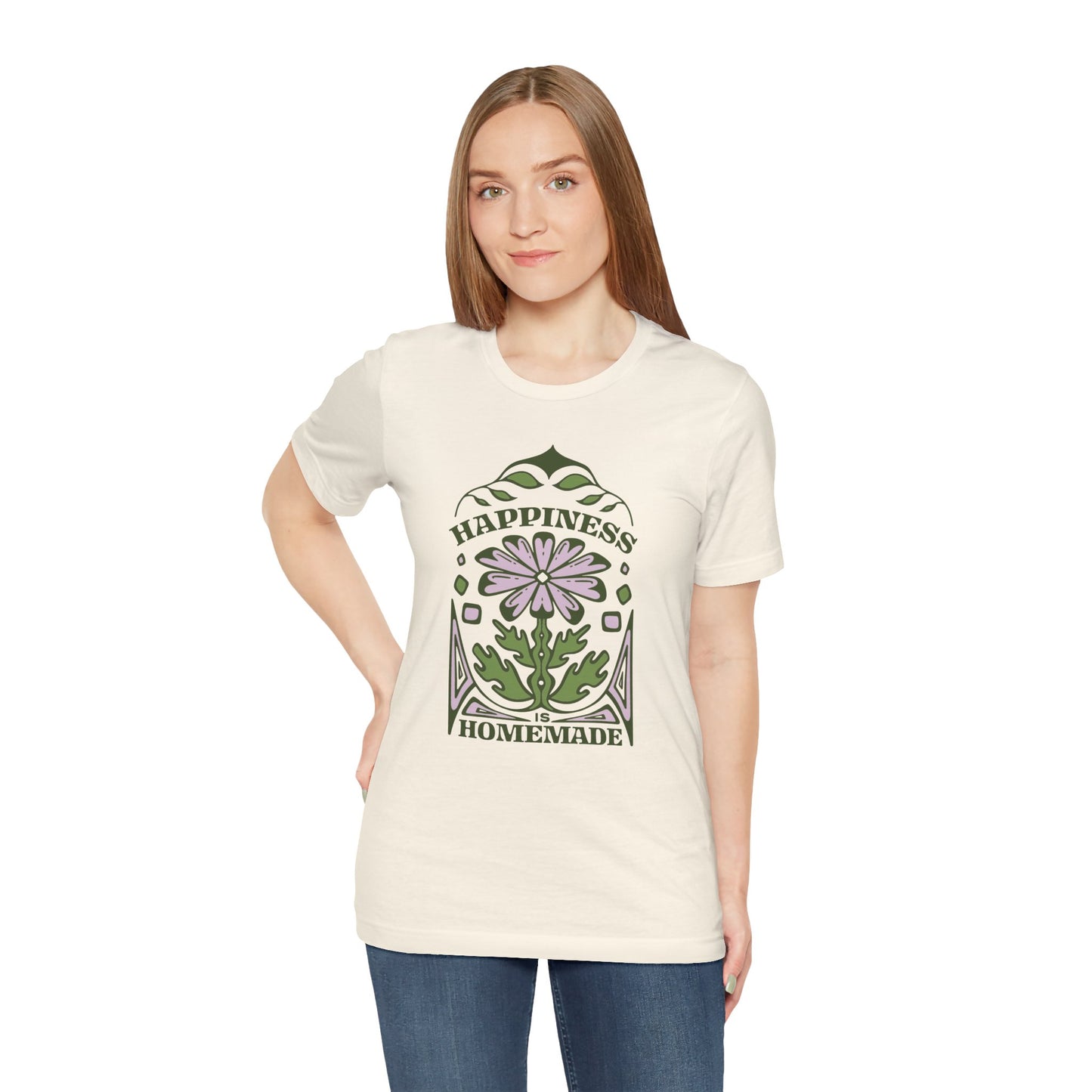 Bohemian-Inspired Happiness Tee, Positive Vibes Shirt, Gift for Food Lovers, Handmade Joy Top, Casual Everyday Wear