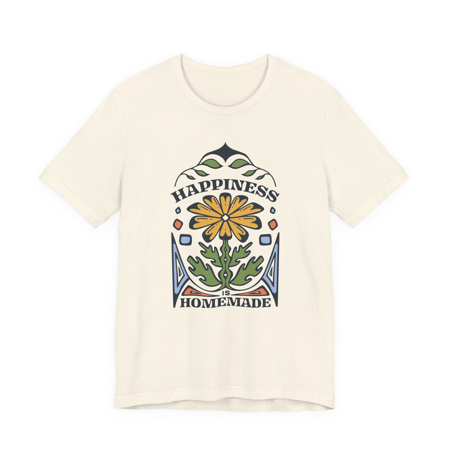 Vintage Flower Happiness Is Homemade Tee, Floral Graphic Shirt, Retro Nature Lover Gift, Boho Chic Clothing, Botanical Garden Top