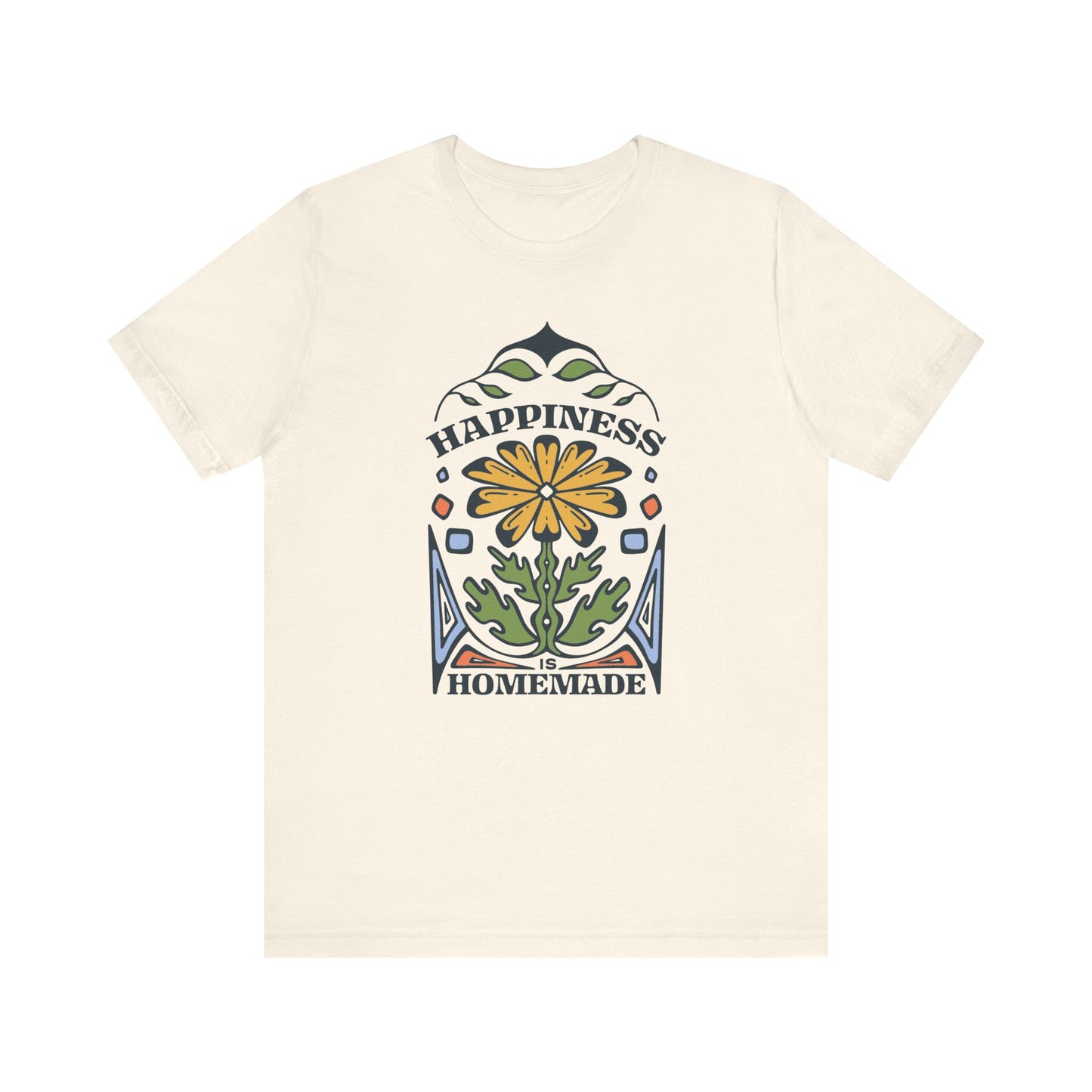 Vintage Flower Happiness Is Homemade Tee, Floral Graphic Shirt, Retro Nature Lover Gift, Boho Chic Clothing, Botanical Garden Top
