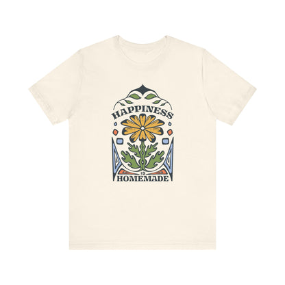 Vintage Flower Happiness Is Homemade Tee, Floral Graphic Shirt, Retro Nature Lover Gift, Boho Chic Clothing, Botanical Garden Top