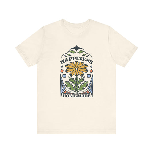 Vintage Flower Happiness Is Homemade Tee, Floral Graphic Shirt, Retro Nature Lover Gift, Boho Chic Clothing, Botanical Garden Top