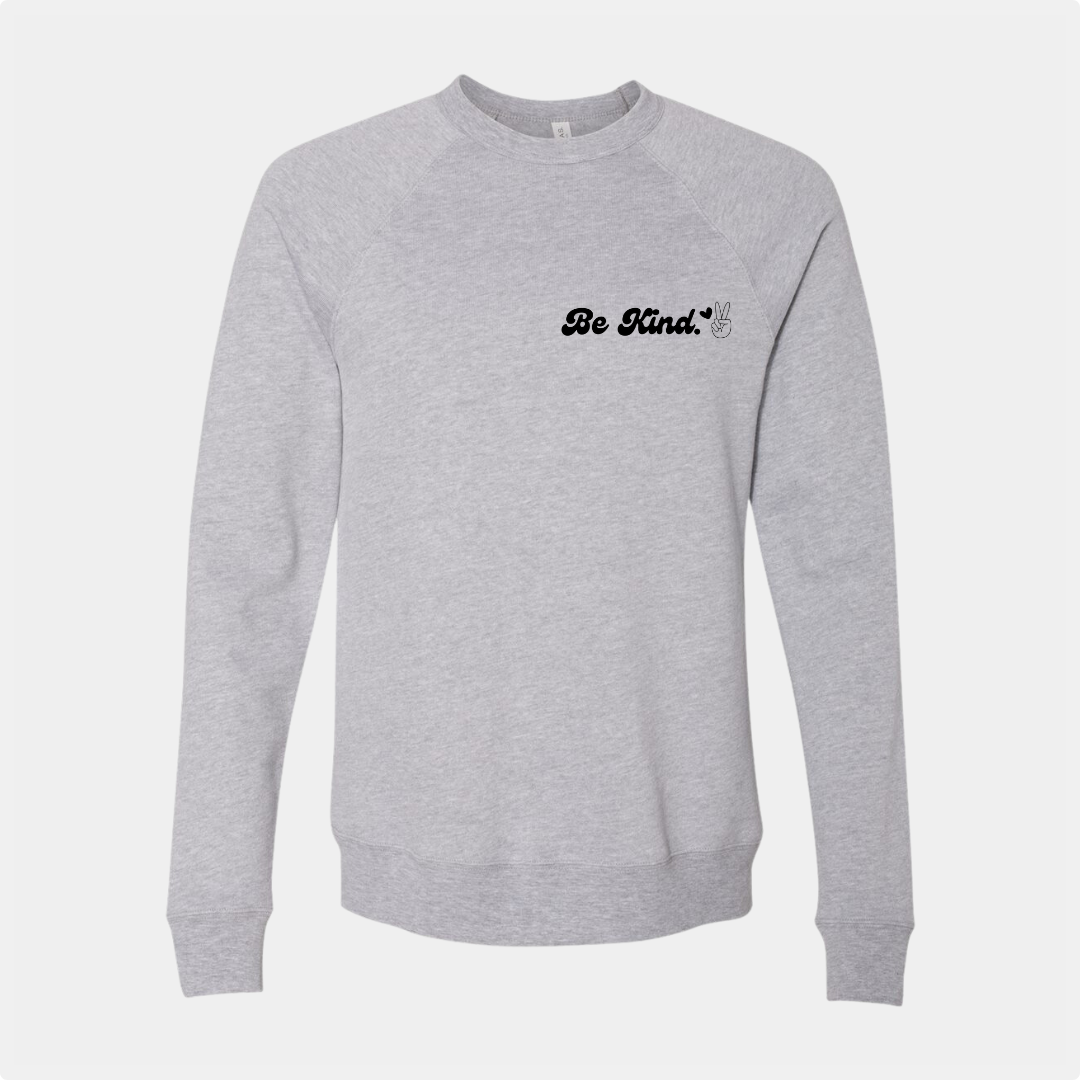 Be Kind Crew New Sweatshirt Black on Athletic Heather