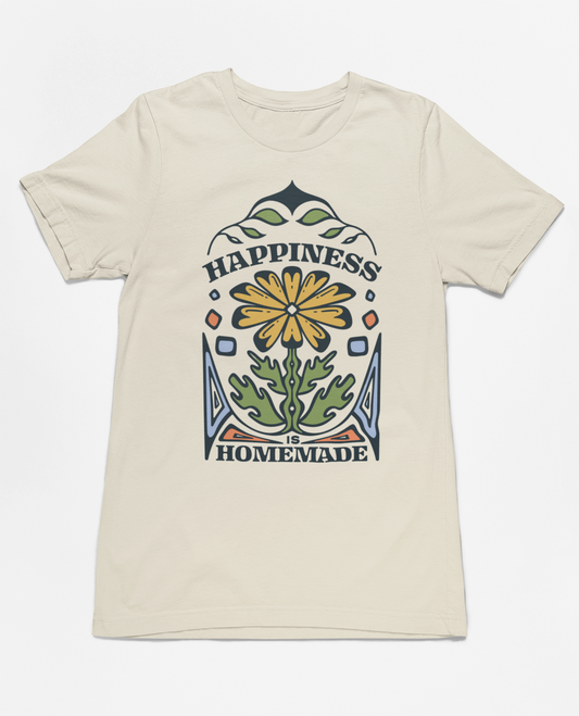 Happiness is Homemade Natural Floral Short Sleeve T-shirt